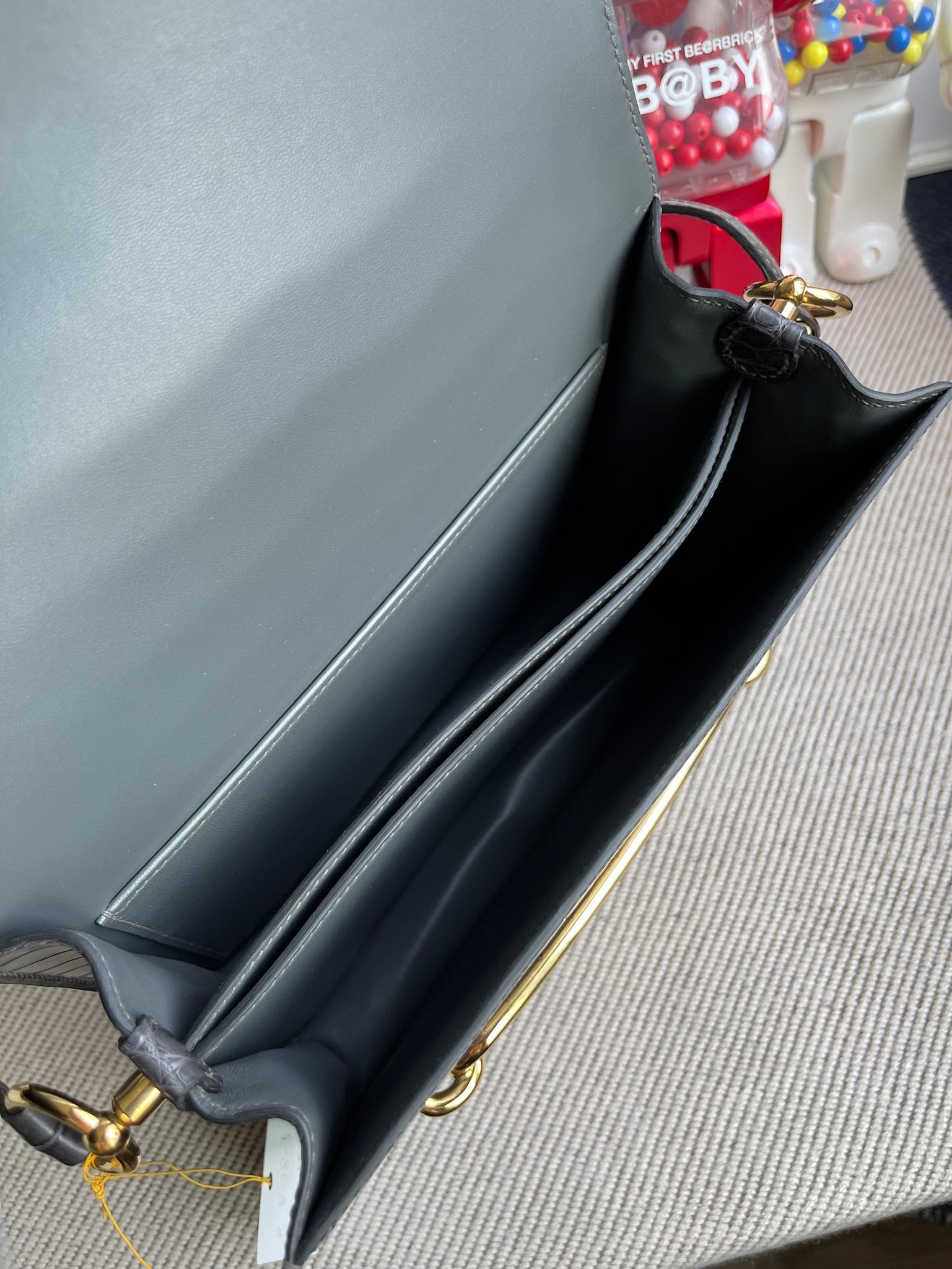 에르메스 룰리스23 블랙 그레이 금장 악어가죽